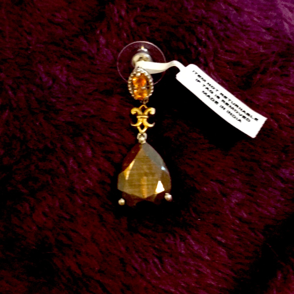 Chocolate and Orange Sapphire Earrings